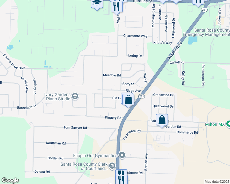 map of restaurants, bars, coffee shops, grocery stores, and more near 5687 Ridge Avenue in Milton