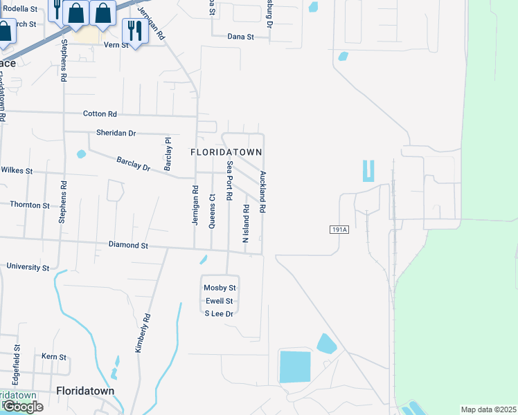 map of restaurants, bars, coffee shops, grocery stores, and more near 4241 Auckland Road in Pace