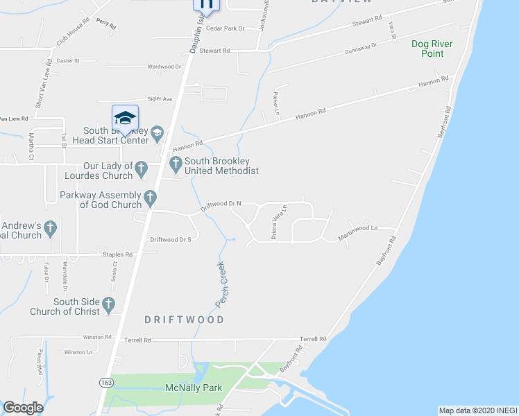 map of restaurants, bars, coffee shops, grocery stores, and more near 3903 Charmaine Circle in Mobile