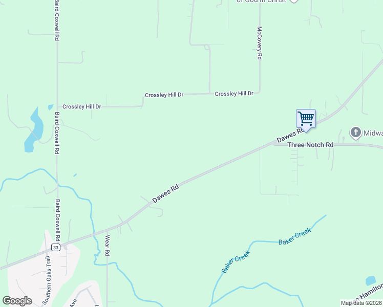 map of restaurants, bars, coffee shops, grocery stores, and more near 4870 Dawes Road in Theodore