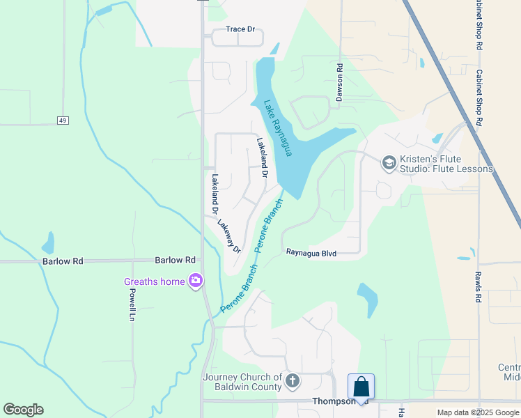 map of restaurants, bars, coffee shops, grocery stores, and more near 25805-25869 Lakeland Drive in Loxley