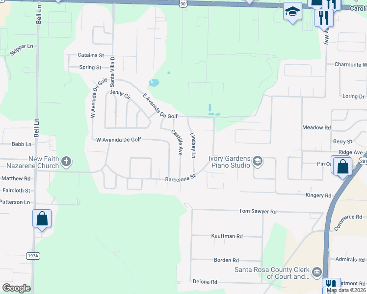 map of restaurants, bars, coffee shops, grocery stores, and more near 4249 Castille Avenue in Milton