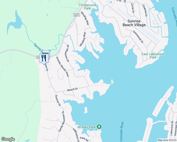 map of restaurants, bars, coffee shops, grocery stores, and more near 308 Lake Drive in Marble Falls