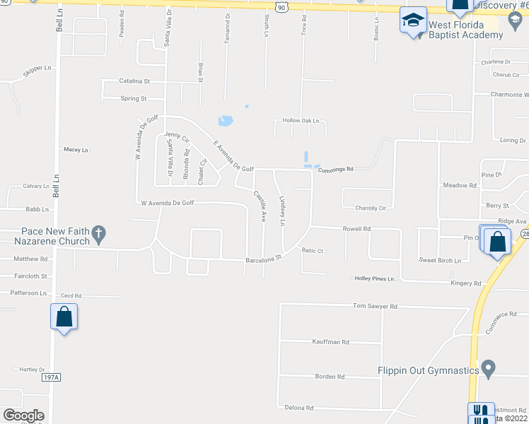 map of restaurants, bars, coffee shops, grocery stores, and more near 4238 Castille Avenue in Milton