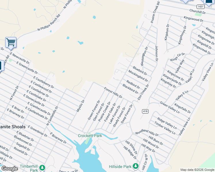map of restaurants, bars, coffee shops, grocery stores, and more near 712 Poverty Drive in Granite Shoals