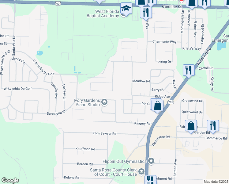 map of restaurants, bars, coffee shops, grocery stores, and more near 4288 Chantilly Way in Milton