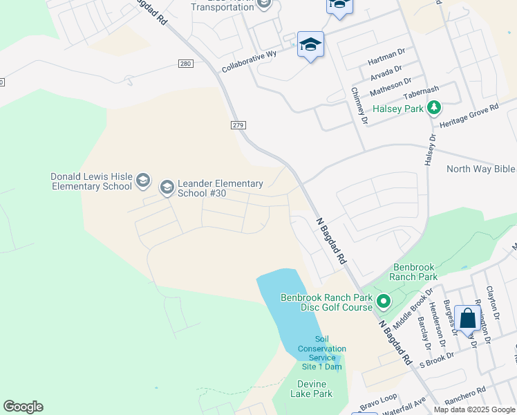 map of restaurants, bars, coffee shops, grocery stores, and more near in Leander