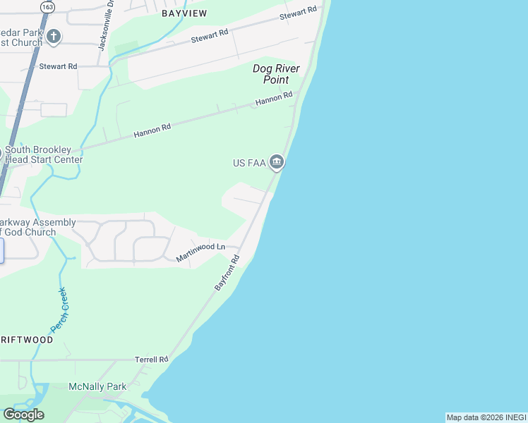 map of restaurants, bars, coffee shops, grocery stores, and more near 3949-3957 Bay Front Road in Mobile