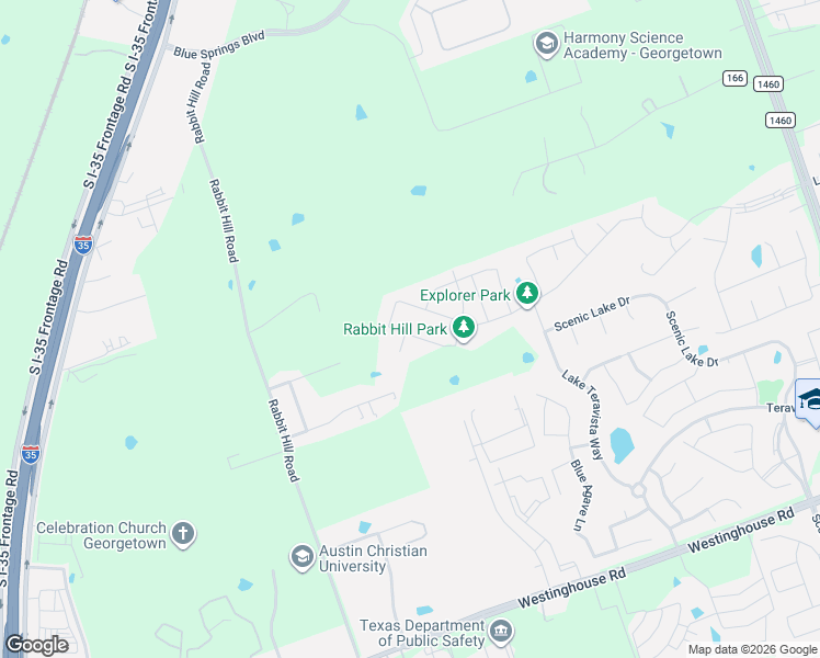 map of restaurants, bars, coffee shops, grocery stores, and more near 3101 Rabbit Creek Drive in Georgetown