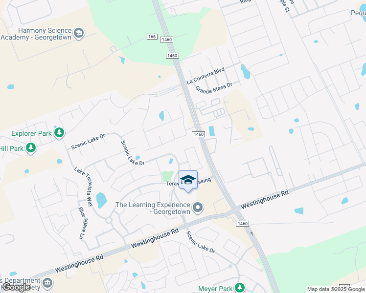 map of restaurants, bars, coffee shops, grocery stores, and more near 1324 Clearwing Circle in Georgetown