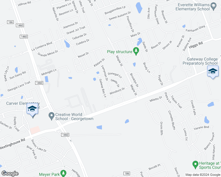 map of restaurants, bars, coffee shops, grocery stores, and more near 100 Lassy Cove in Georgetown