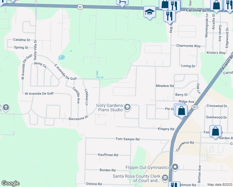 map of restaurants, bars, coffee shops, grocery stores, and more near 5487 Chantilly Circle in Milton