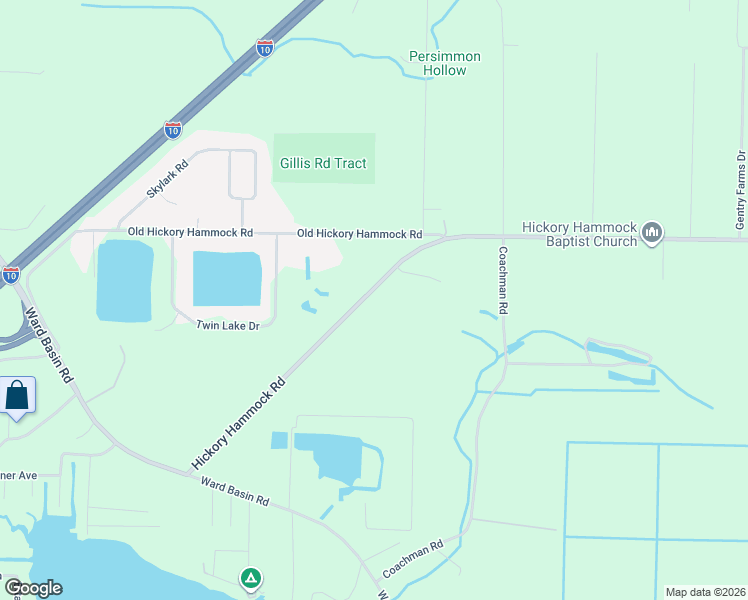 map of restaurants, bars, coffee shops, grocery stores, and more near 8076 Hickory Hammock Road in Milton