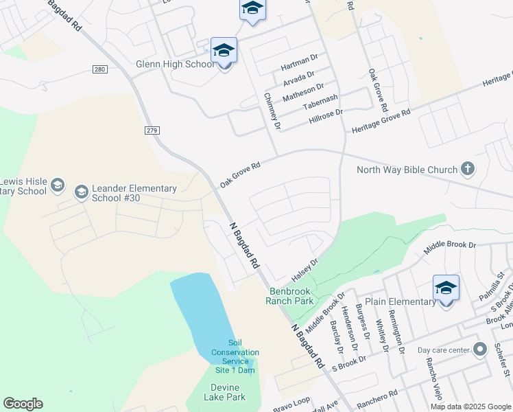 map of restaurants, bars, coffee shops, grocery stores, and more near 1019 Flanagan Drive in Leander