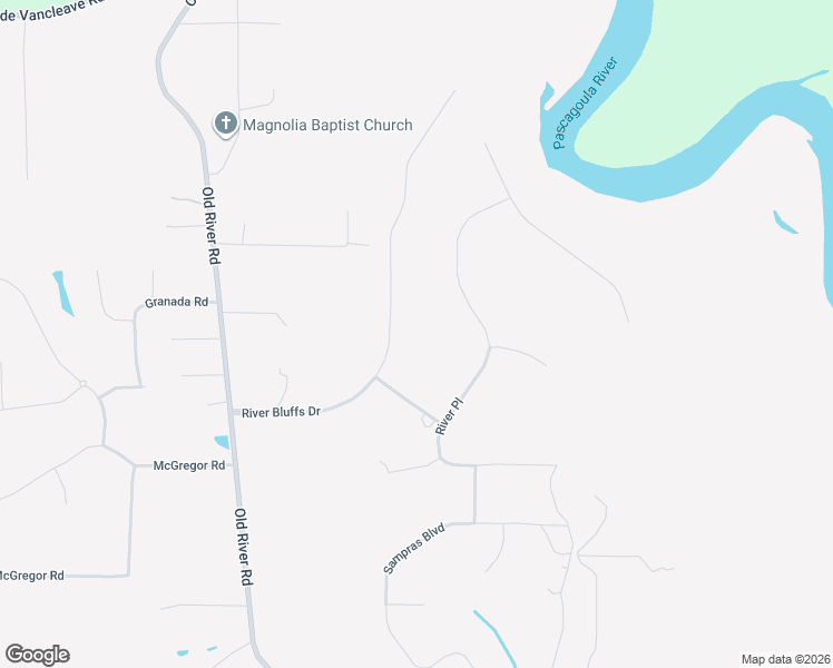 map of restaurants, bars, coffee shops, grocery stores, and more near 2305 River Bluffs Drive in Vancleave