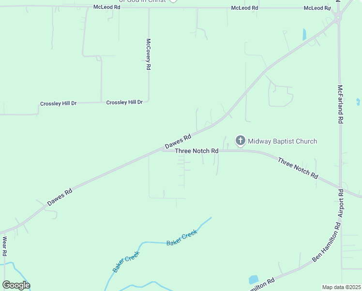 map of restaurants, bars, coffee shops, grocery stores, and more near 9862-9938 Three Notch Road in Theodore