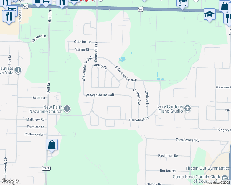 map of restaurants, bars, coffee shops, grocery stores, and more near 4268 West Avenida De Golf in Milton
