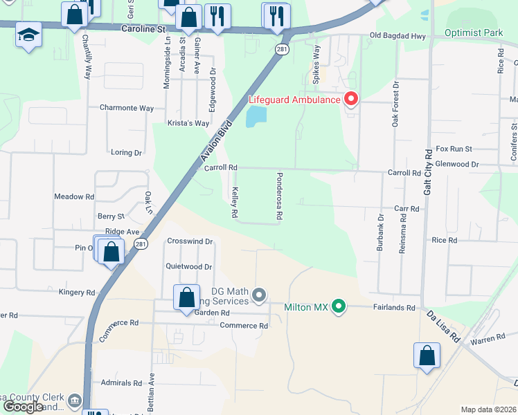 map of restaurants, bars, coffee shops, grocery stores, and more near 4316 Kelley Road in Milton