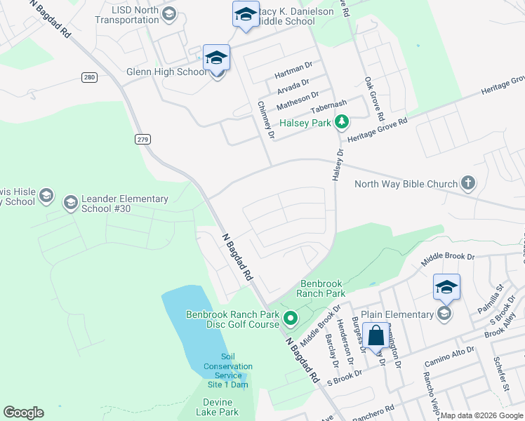 map of restaurants, bars, coffee shops, grocery stores, and more near 1011 Flanagan Drive in Leander