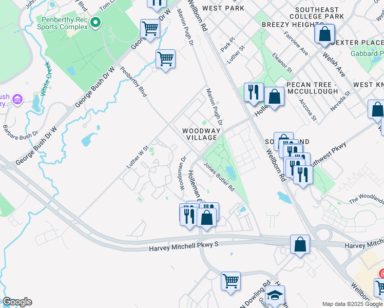 map of restaurants, bars, coffee shops, grocery stores, and more near 1806 Holleman Drive West in College Station