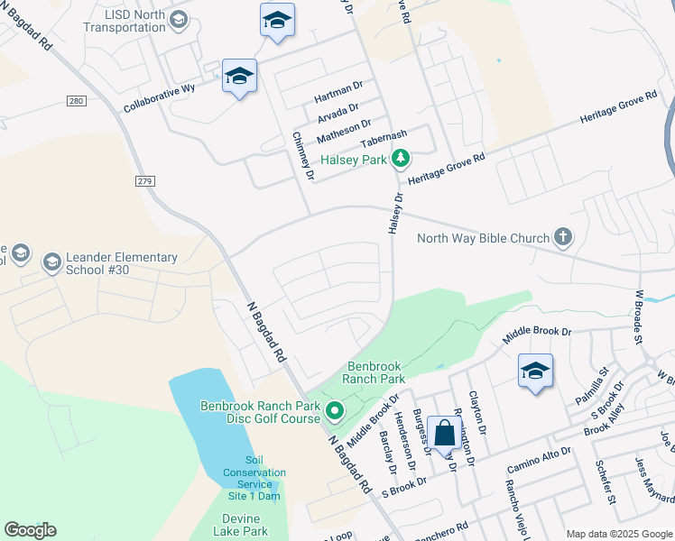 map of restaurants, bars, coffee shops, grocery stores, and more near 916 Flanagan Drive in Leander