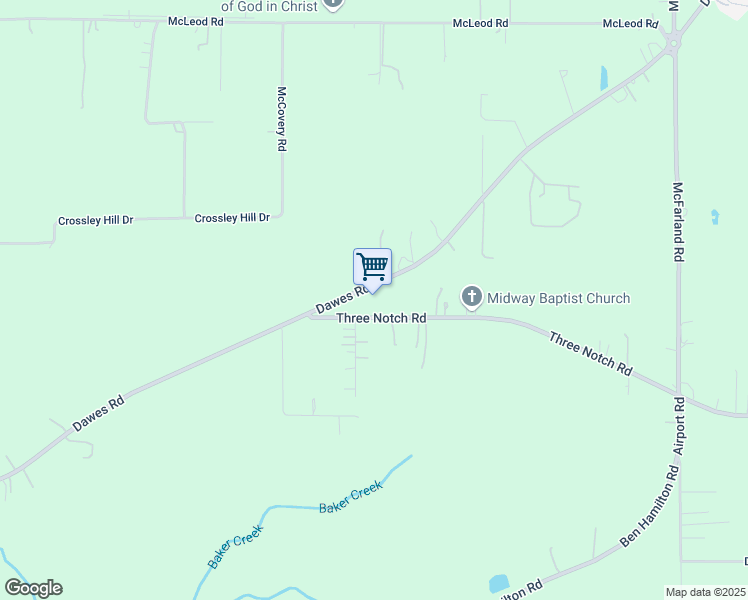 map of restaurants, bars, coffee shops, grocery stores, and more near 9862 Three Notch Road in Theodore
