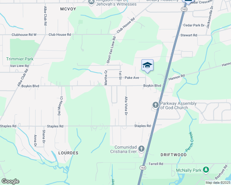 map of restaurants, bars, coffee shops, grocery stores, and more near 3758 Alta Vista Drive East in Mobile