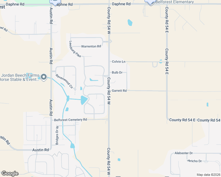 map of restaurants, bars, coffee shops, grocery stores, and more near 11045 Elysian Circle in Daphne
