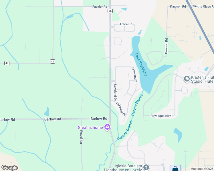 map of restaurants, bars, coffee shops, grocery stores, and more near 25309 County Road 55 in Loxley