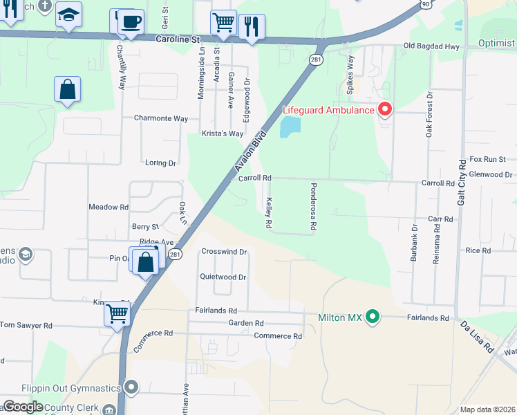 map of restaurants, bars, coffee shops, grocery stores, and more near 5932 Graham Lane in Milton