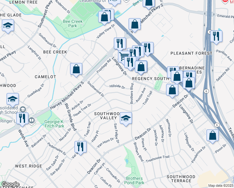 map of restaurants, bars, coffee shops, grocery stores, and more near 1426 Hawk Tree Drive in College Station