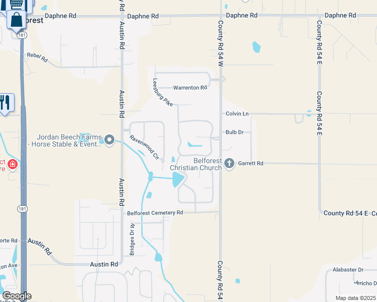 map of restaurants, bars, coffee shops, grocery stores, and more near 11182 Elysian Circle in Daphne