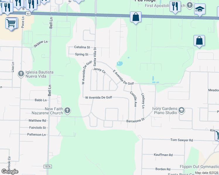 map of restaurants, bars, coffee shops, grocery stores, and more near 4304 Chalet Circle in Pace