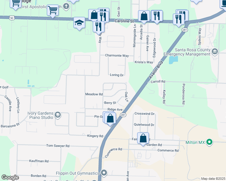 map of restaurants, bars, coffee shops, grocery stores, and more near 5729 Pine Drive in Milton