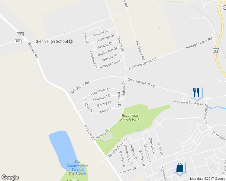 map of restaurants, bars, coffee shops, grocery stores, and more near 906 Washburn Drive in Leander