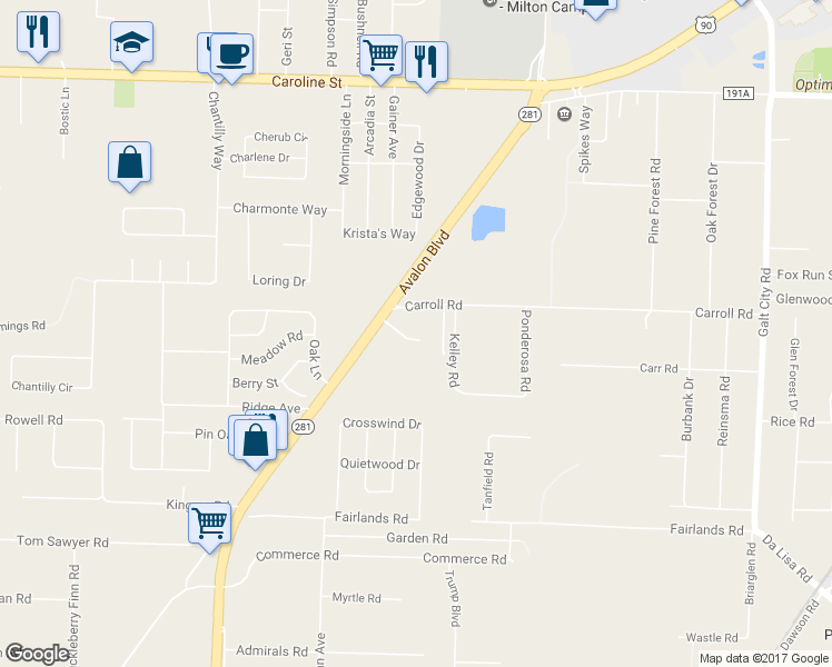 map of restaurants, bars, coffee shops, grocery stores, and more near 5932 Graham Lane in Milton