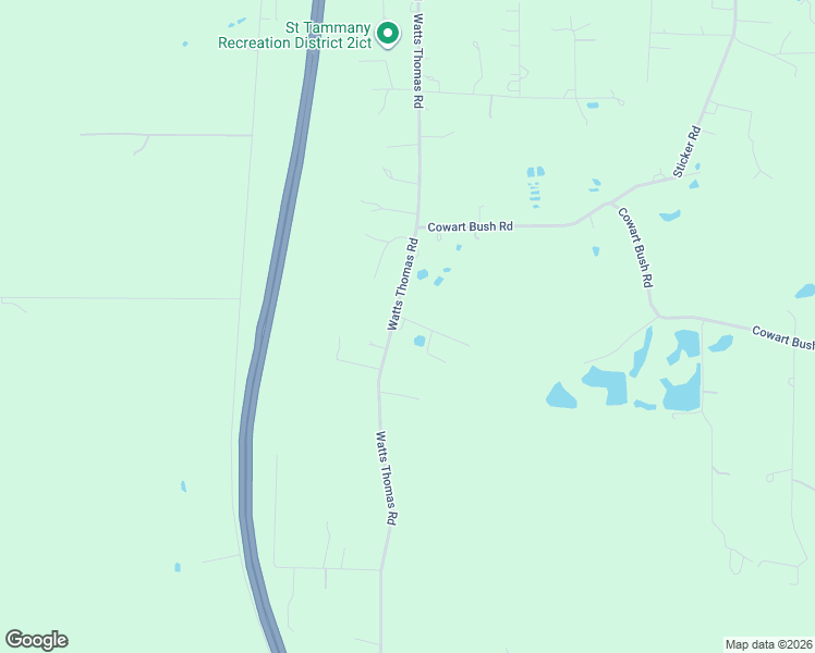 map of restaurants, bars, coffee shops, grocery stores, and more near 80094 Watts Thomas Road in Bush