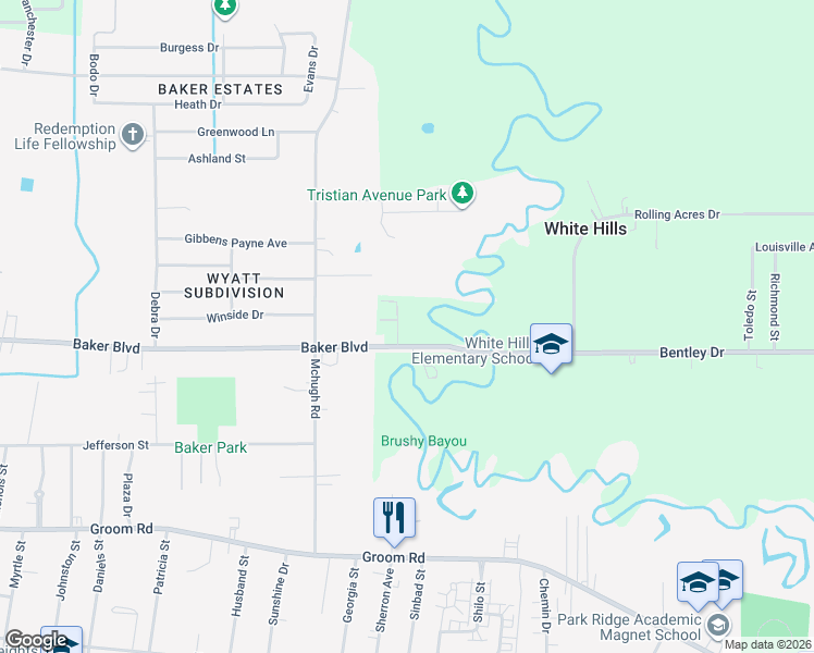 map of restaurants, bars, coffee shops, grocery stores, and more near 3851 Shaffett Lane in Zachary