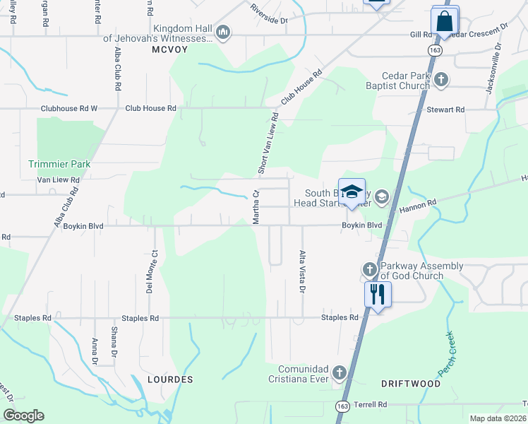 map of restaurants, bars, coffee shops, grocery stores, and more near 1914 Boykin Boulevard in Mobile