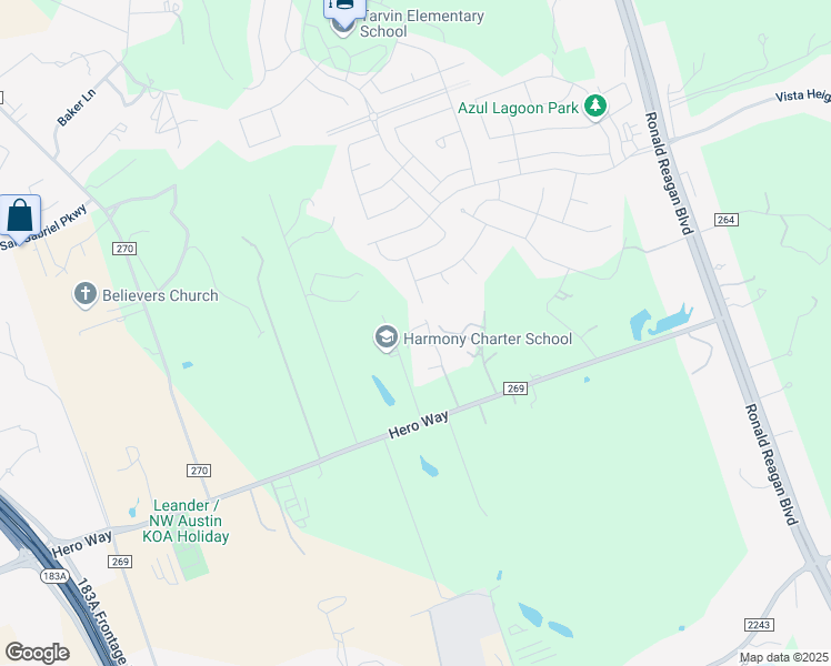 map of restaurants, bars, coffee shops, grocery stores, and more near 3336 Hero Way in Leander