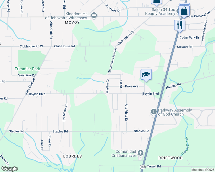 map of restaurants, bars, coffee shops, grocery stores, and more near 1998 Pake Avenue in Mobile