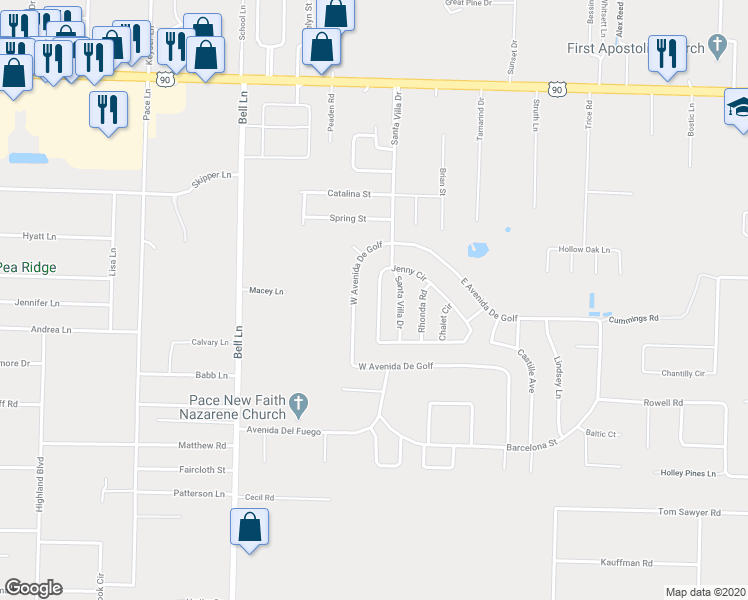 map of restaurants, bars, coffee shops, grocery stores, and more near 5410 Jenny Circle in Milton