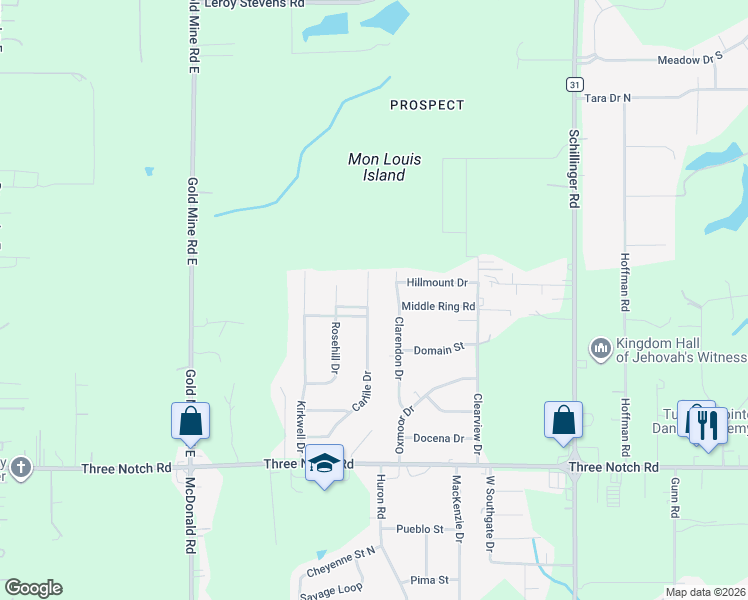 map of restaurants, bars, coffee shops, grocery stores, and more near 4562 Carlile Drive in Mobile