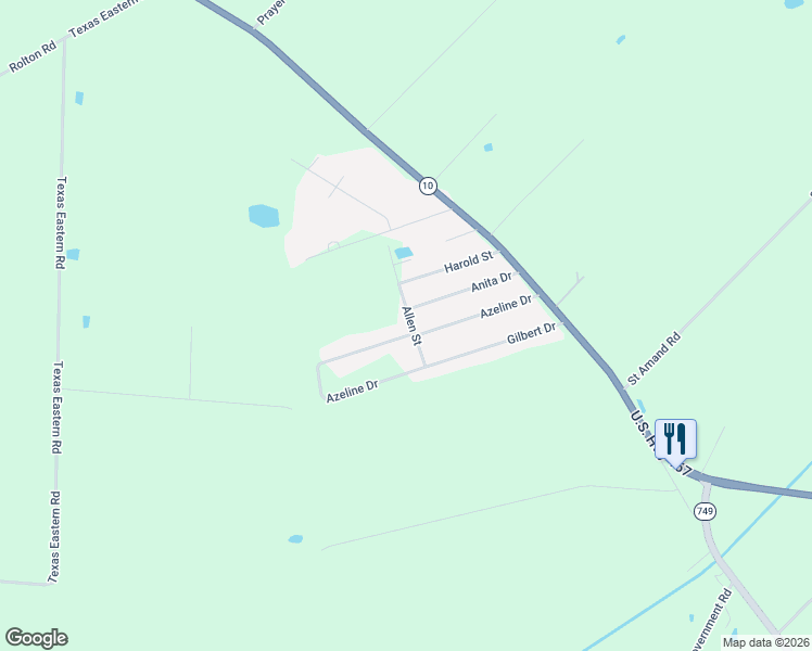 map of restaurants, bars, coffee shops, grocery stores, and more near 150 Allen Street in Opelousas