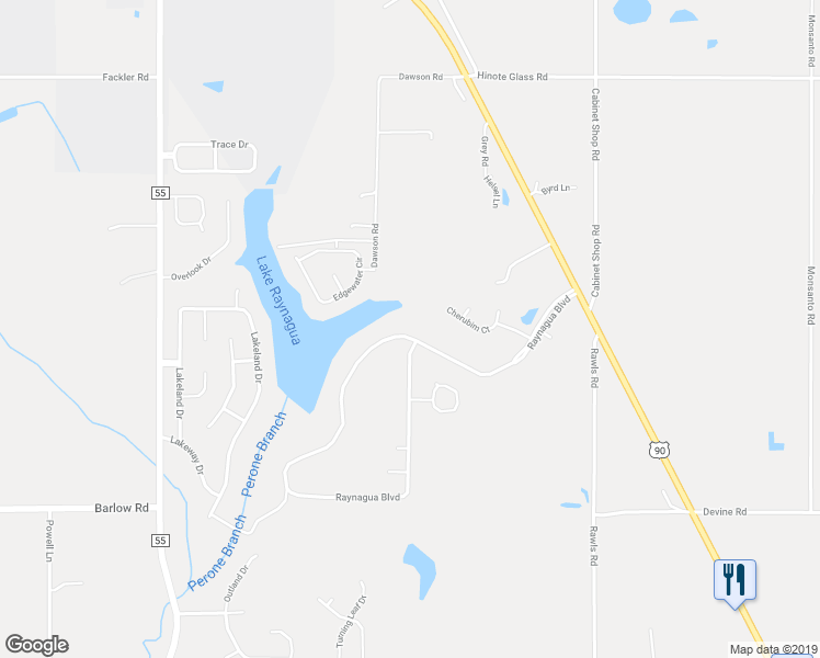 map of restaurants, bars, coffee shops, grocery stores, and more near 25072 Raynagua Boulevard in Loxley