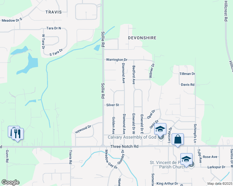 map of restaurants, bars, coffee shops, grocery stores, and more near 500-598 Golden Ave in Mobile
