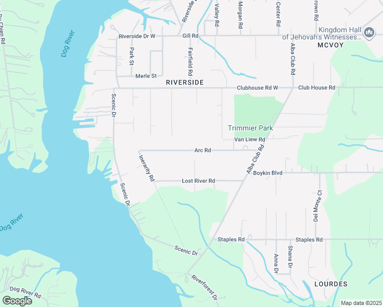 map of restaurants, bars, coffee shops, grocery stores, and more near 2601 Arc Road in Mobile