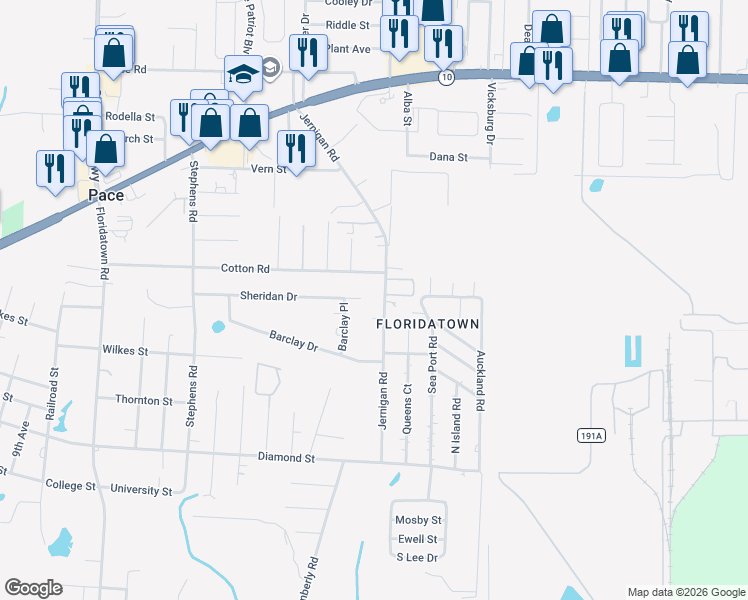 map of restaurants, bars, coffee shops, grocery stores, and more near 4193 Sheridan Drive in Milton