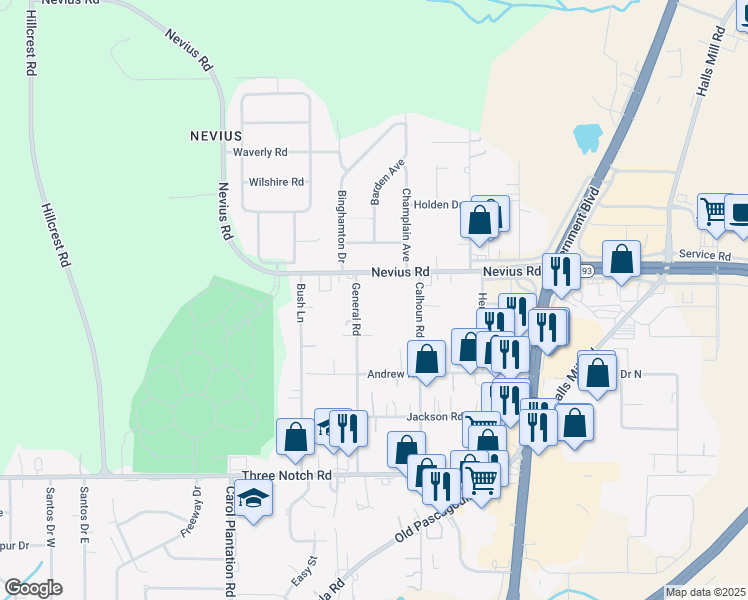 map of restaurants, bars, coffee shops, grocery stores, and more near 4609 General Rd in Mobile