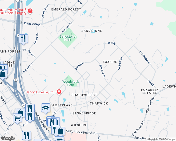 map of restaurants, bars, coffee shops, grocery stores, and more near 1511 Concord Circle in College Station